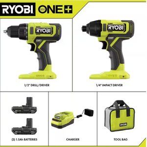 Ryobi cordless drill and impact driver set